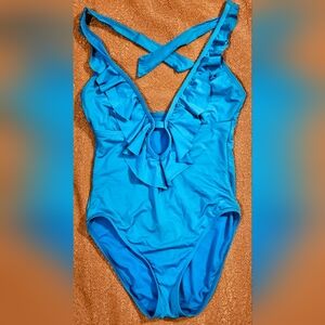 Kenneth Cole Vibrant Beautiful Blue Ruffle One Piece-M/L